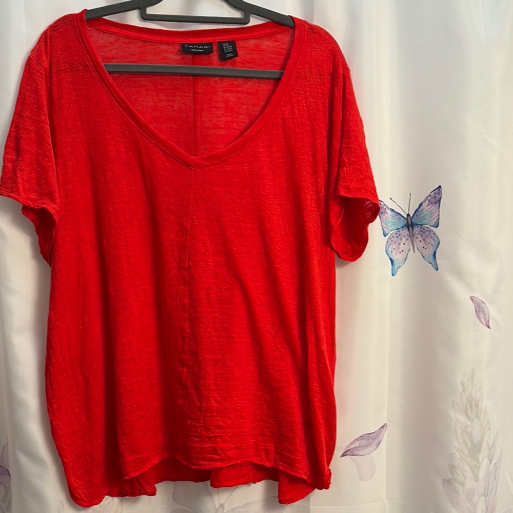 Tahari Orange Relaxed Short Sleeve T-Shirt